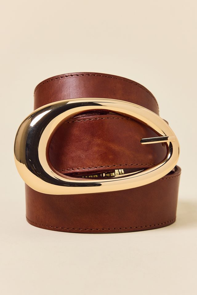 BDG Abstract Oval Buckle Wide Leather Belt #1