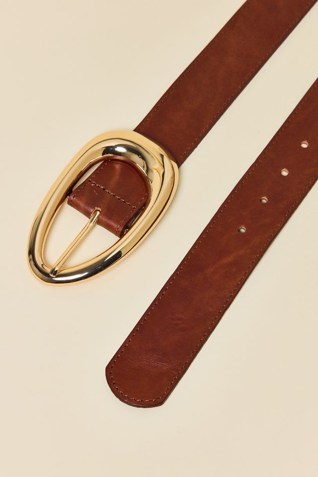 BDG Abstract Oval Buckle Wide Leather Belt #3