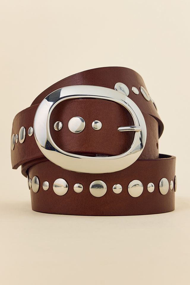 BDG Oval Buckle Studded Leather Belt #1