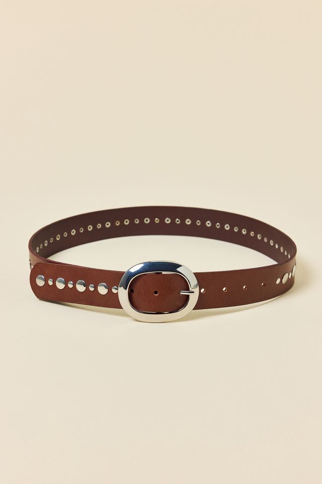 BDG Oval Buckle Studded Leather Belt #2