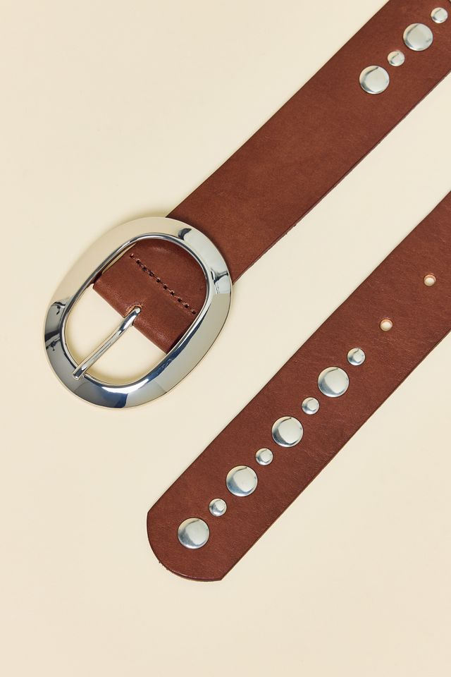 BDG Oval Buckle Studded Leather Belt #3