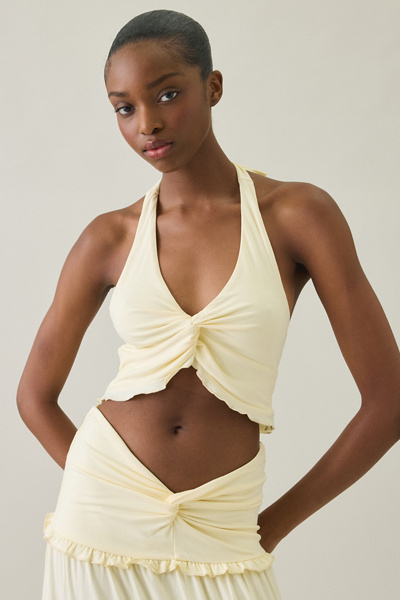 Tiger Mist Katya Twist-Front Cropped Halter Top | Urban Outfitters