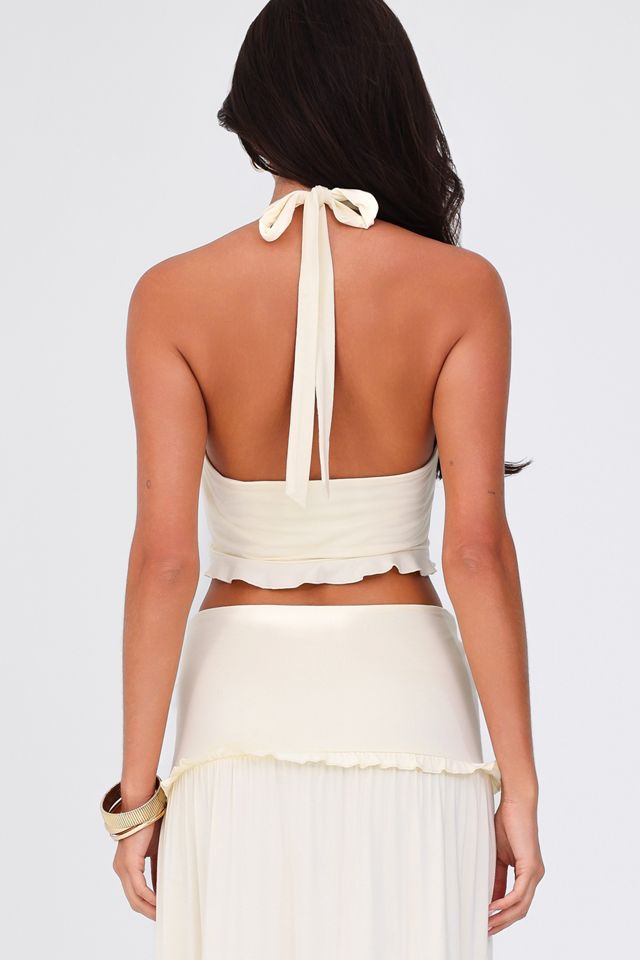 Tiger Mist Katya Twist-Front Cropped Halter Top #1