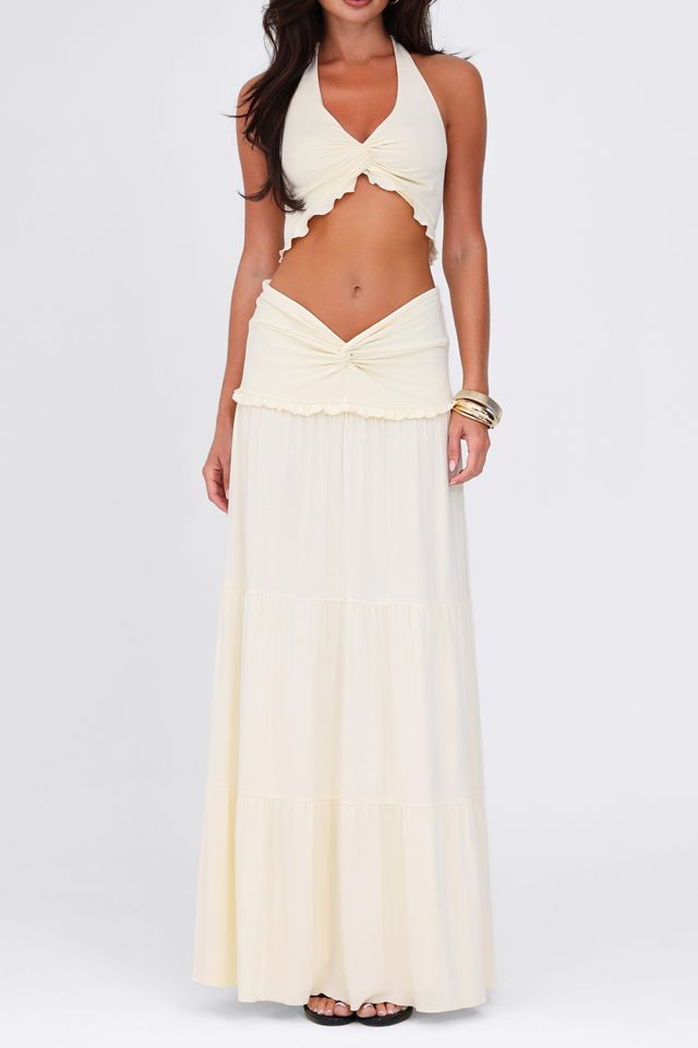 Tiger Mist Kataya Twist-Front Tiered Maxi Skirt #1