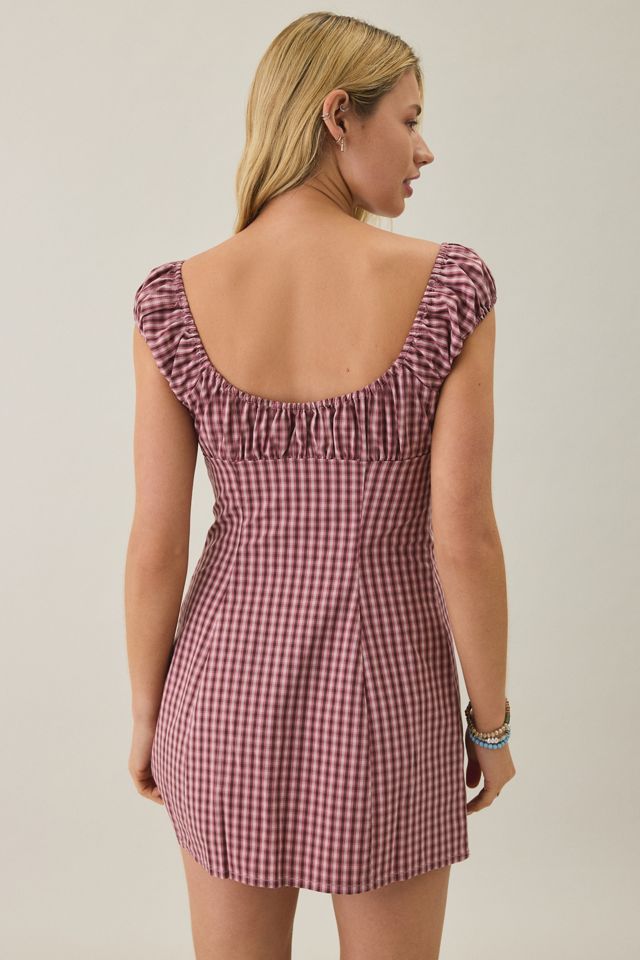 BDG Highland Square Neck Puff Sleeve Plaid Mini Dress #2