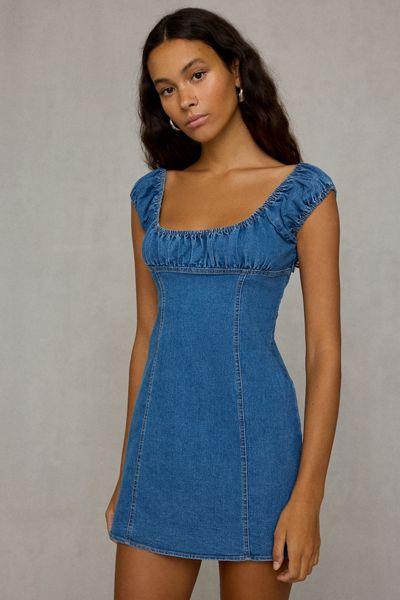 Mini-robe en denim à manches cape avec coutures Highland BDG