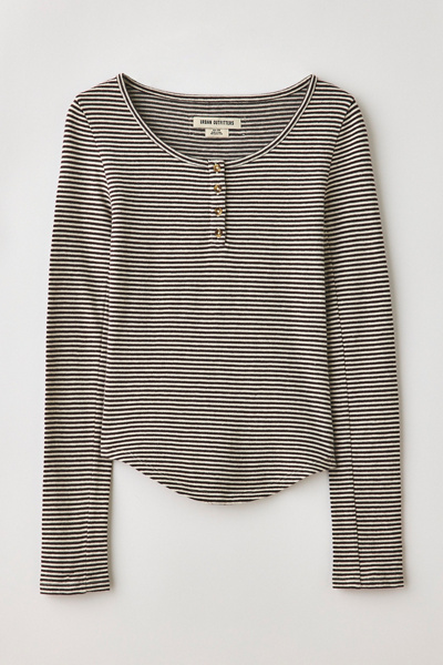 BDG Brett Henley Long Sleeve Baby Tee