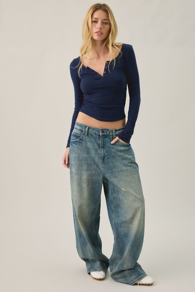 BDG Brett Henley Long Sleeve Baby Tee #2