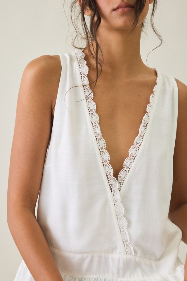 Motel Hivani Surplice Lace Trim Babydoll Top #2