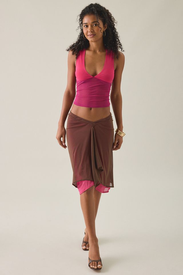 Motel Lihat Colorblock Plunging V-Neck Mesh Tank Top #3