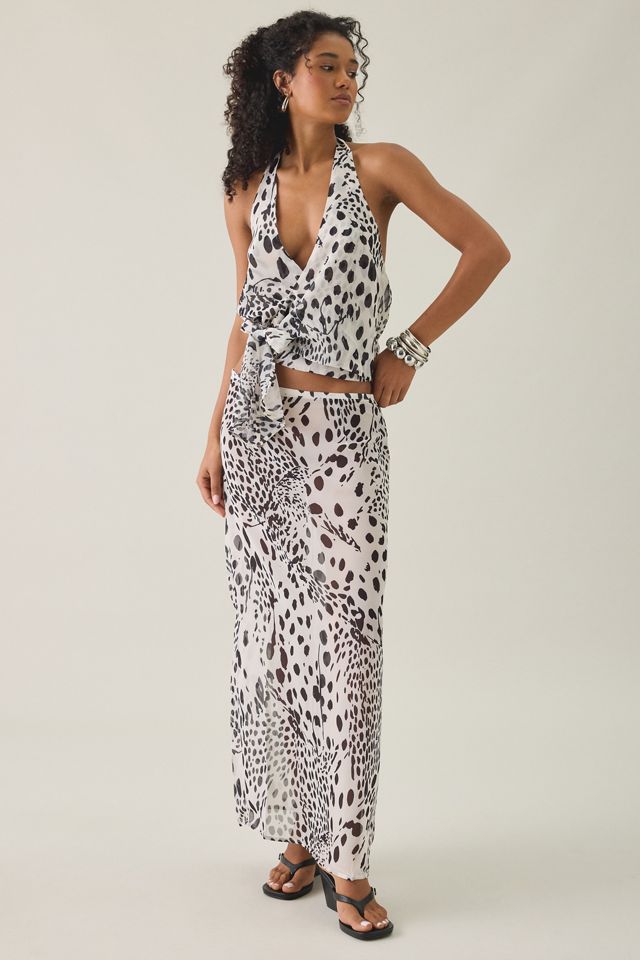 Motel Sorena Dalmatian Spot Chiffon Maxi Skirt #4