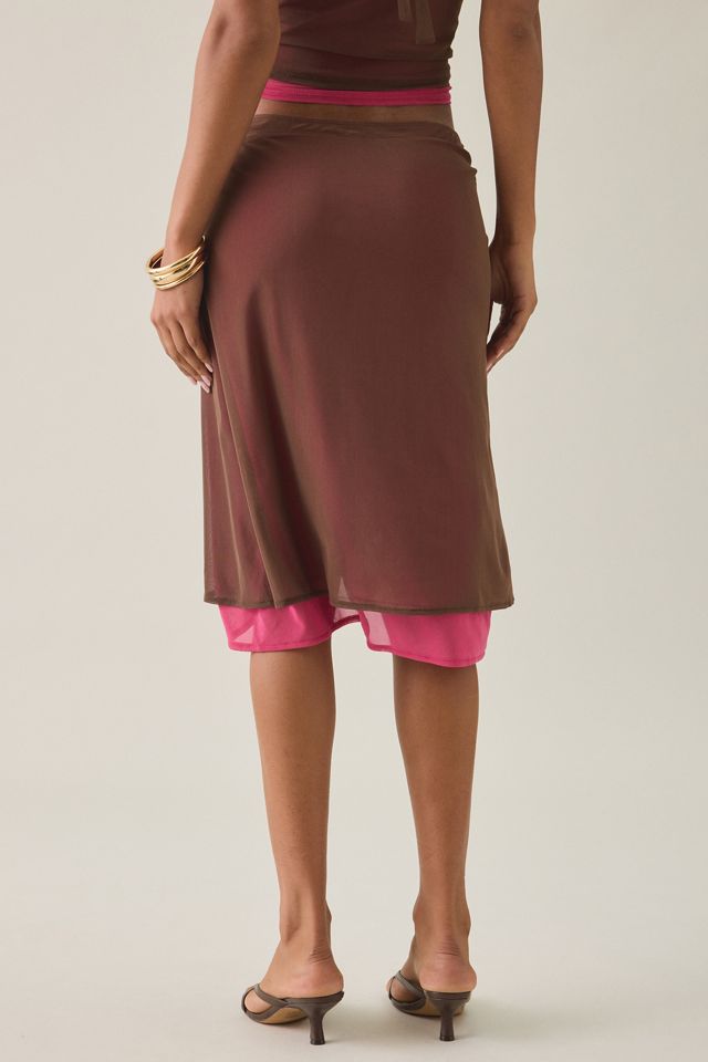 Motel Erinhadi Colorblock Draped Low-Rise Knee Length Skirt #2