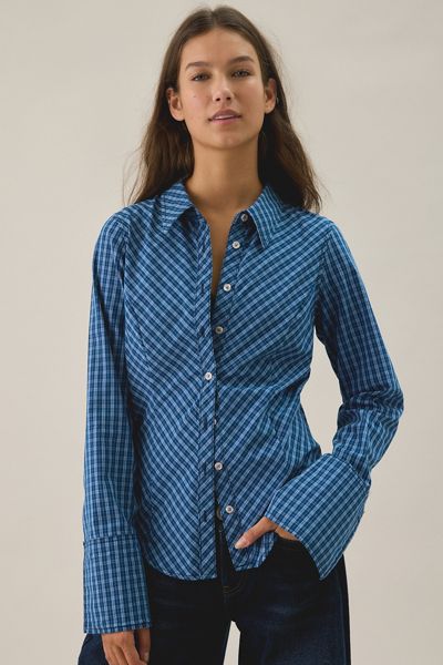 UO Leilani Bias Cut Slim Button Up Shirt