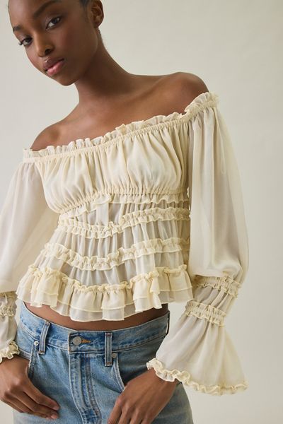 Women's Frilly Ruffle Tops & Blouses | Urban Outfitters