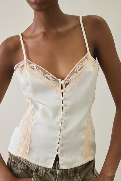 Kimchi Blue Candace Lace Trim Satin Cami