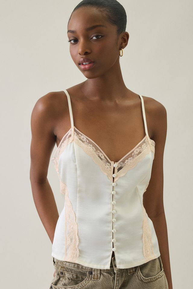 Kimchi Blue Candace Lace Trim Satin Cami #3