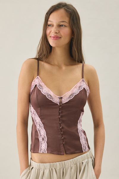 Kimchi Blue Candace Lace Trim Satin Cami