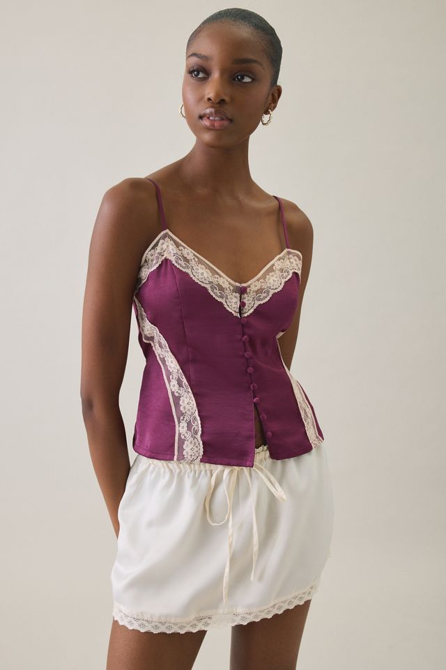 Kimchi Blue Candace Lace Trim Satin Cami #2