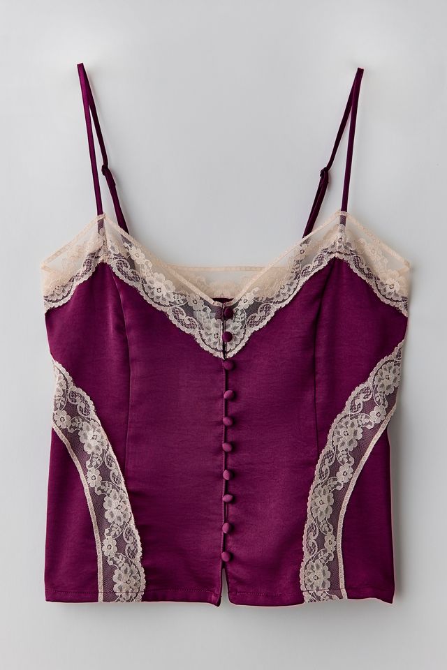 Kimchi Blue Candace Lace Trim Satin Cami #4