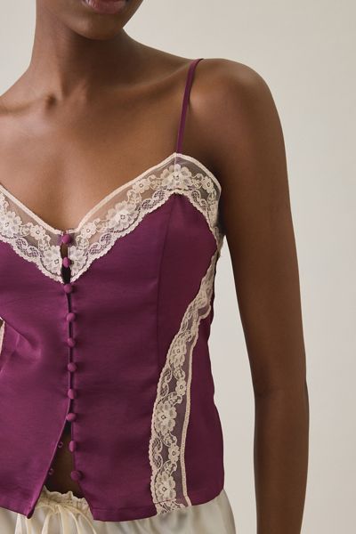 Kimchi Blue Candace Lace Trim Satin Cami