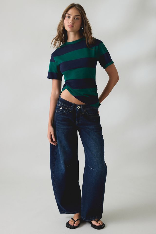 Lioness In Transit Asymmetric Ruched Striped Tee #3