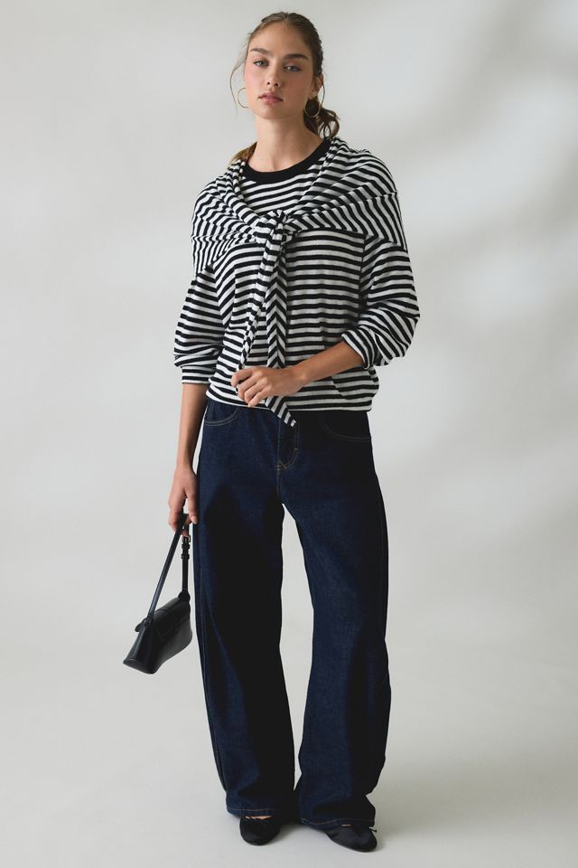 Lioness Olsen Scarf Detail Crew Neck Long Sleeve Top #1