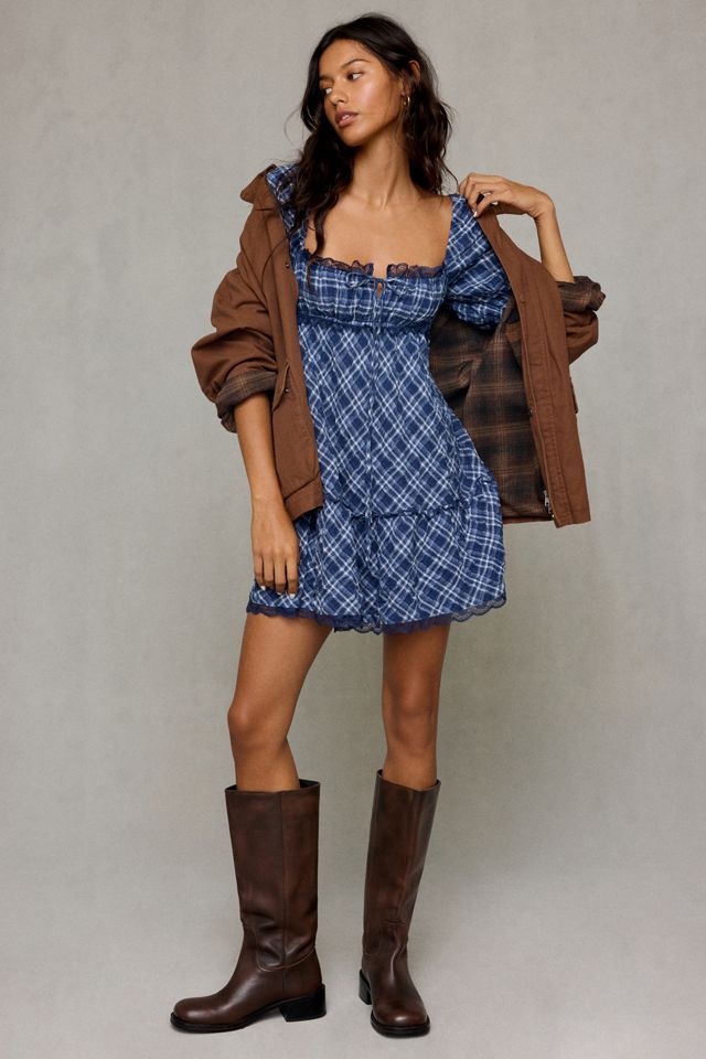 BDG With Love Plaid Puff Sleeve Mini Dress #3