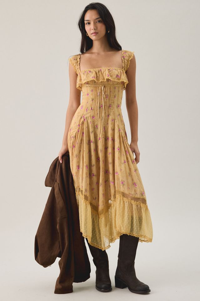 Kimchi Blue Daydreaming Godet Ruffle Hanky Hem Midi Dress #1