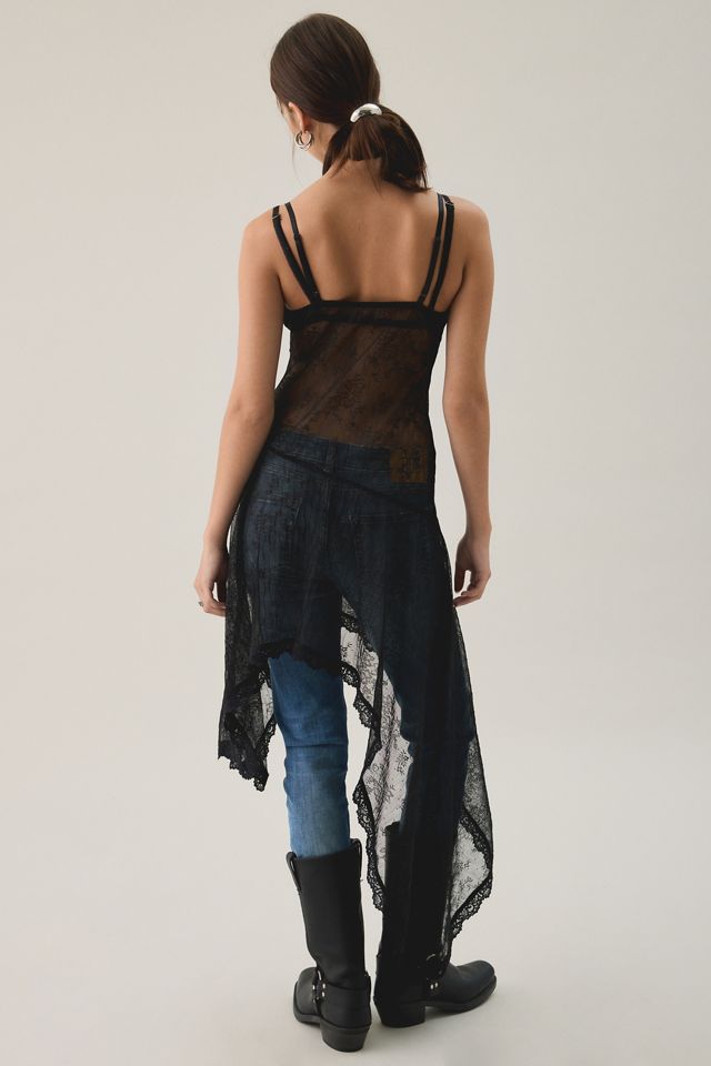 Kiss The Sky Fleur Asymmetric High-Low Sheer Lace Layering Slip #1