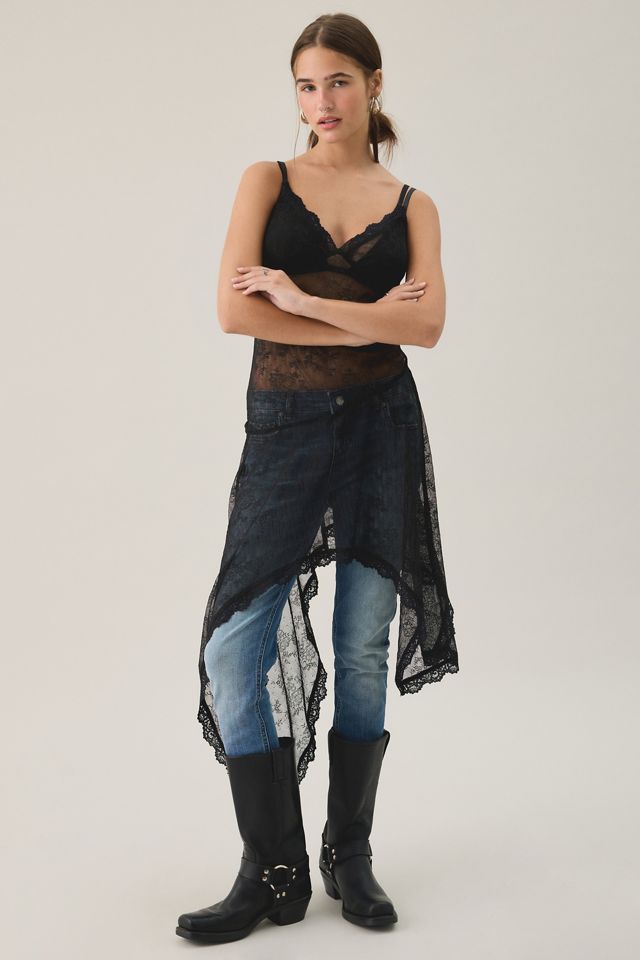 Kiss The Sky Fleur Asymmetric High-Low Sheer Lace Layering Slip #4