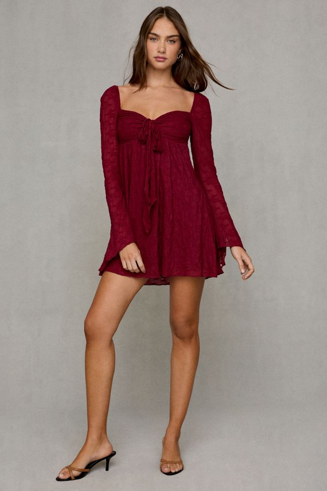 Kiss The Sky Juniper Lace Long Sleeve Babydoll Mini Dress #3