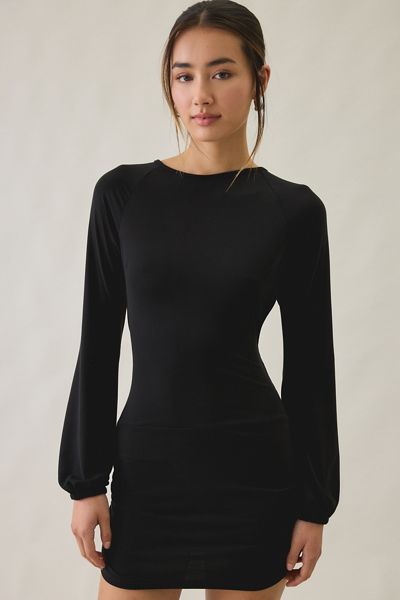 Motel Tomoka Open-Back Long Sleeve Mini Dress