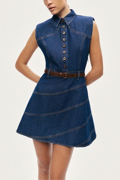 Nocturne Belted Denim Mini Dress