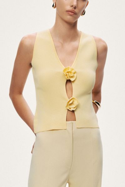 Nocturne Floral Cut-Out Knit Top