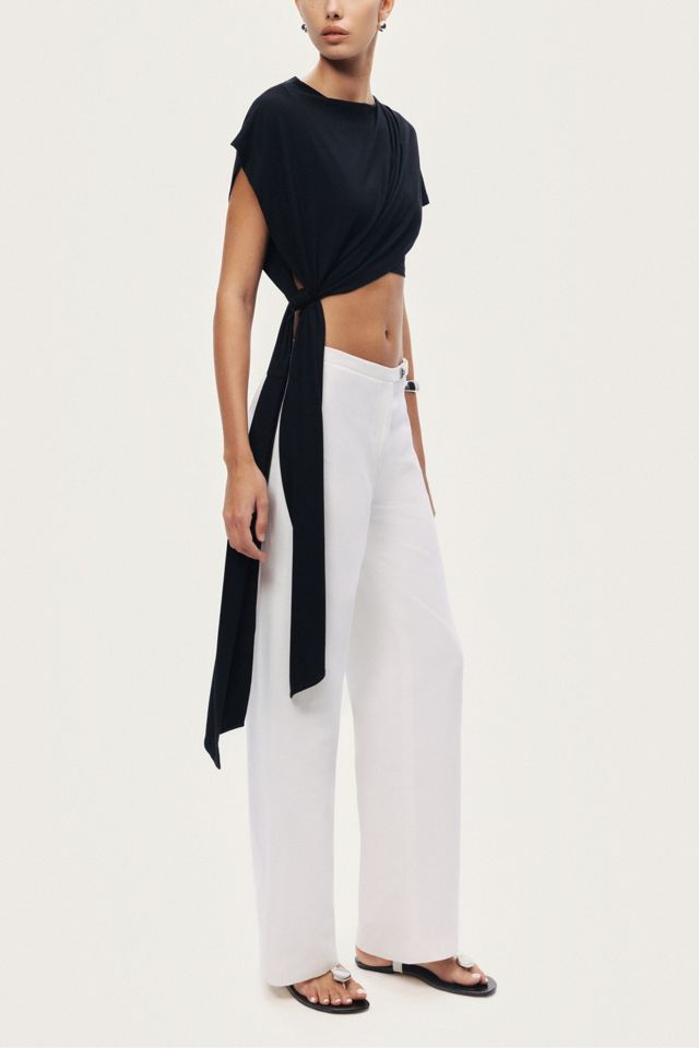 Nocturne Asymmetric Tie-Front Crop Top #1