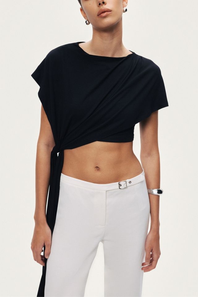 Nocturne Asymmetric Tie-Front Crop Top #2