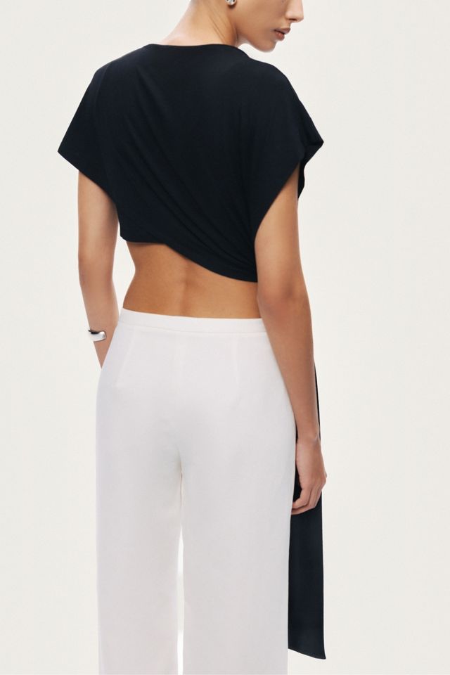 Nocturne Asymmetric Tie-Front Crop Top #4