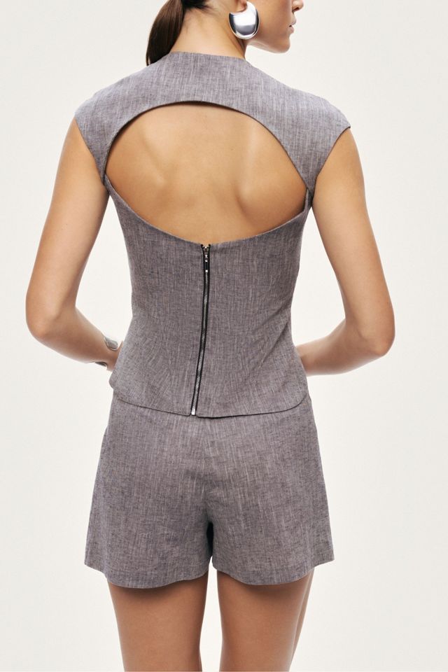Nocturne Button Detail Linen Blend Skort #3