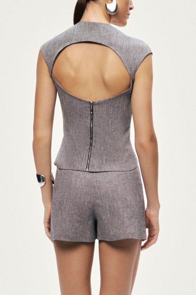 Nocturne Button Detail Linen Blend Skort #4