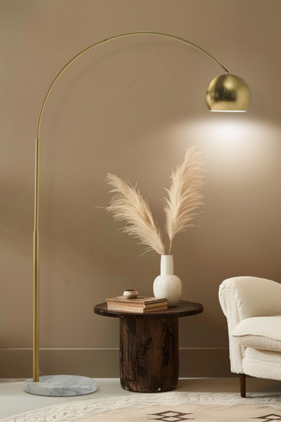 Brightech Olivia LED Marble Base Arc Floor Lamp