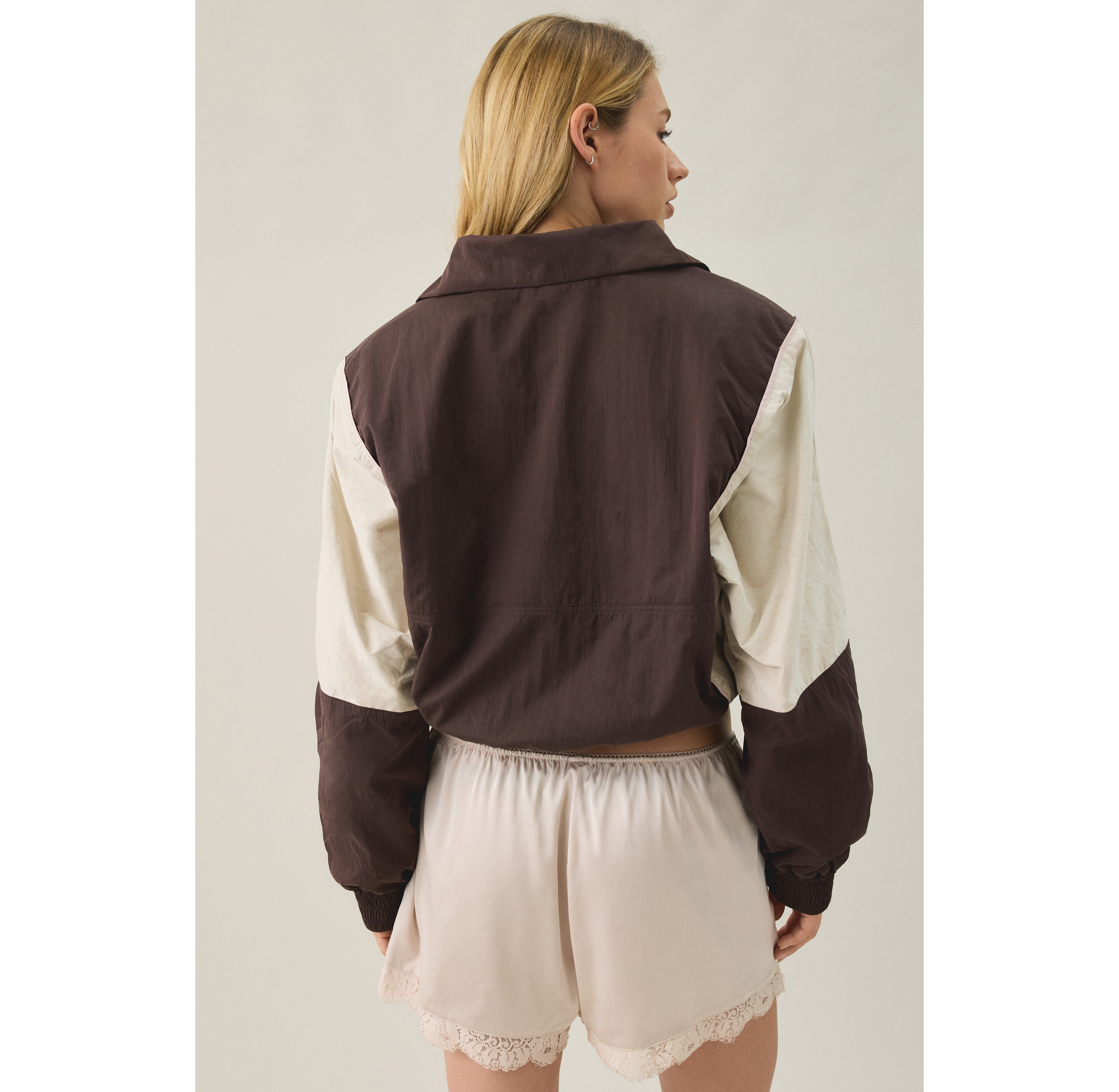 AFRM Virgo Colorblock Cropped Half-Zip Windbreaker