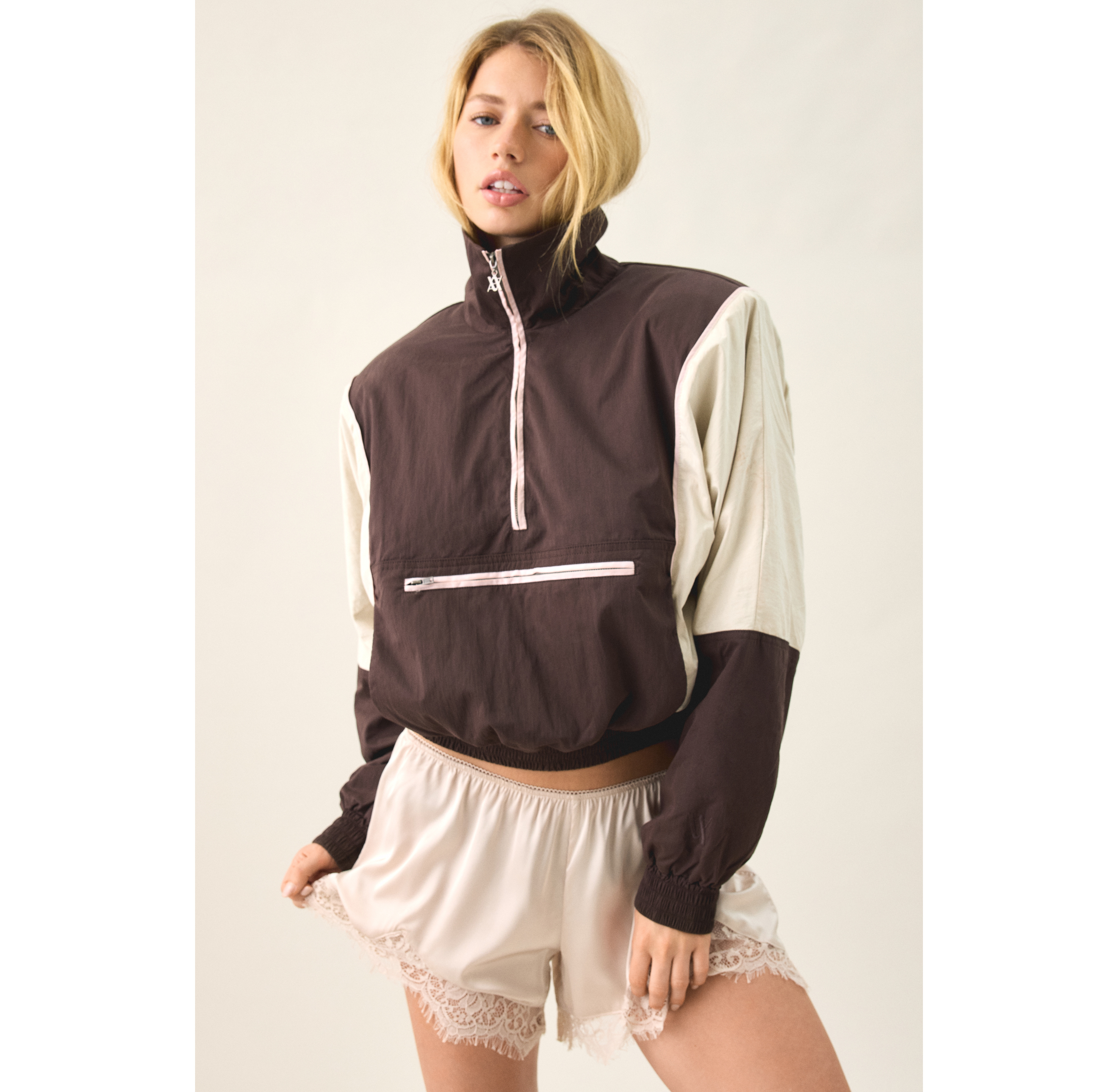 AFRM Virgo Colorblock Cropped Half-Zip Windbreaker