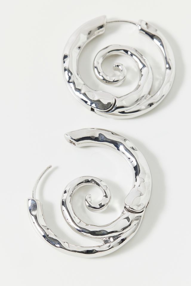 Samantha Hammered Swirl Hoop Earrings #1