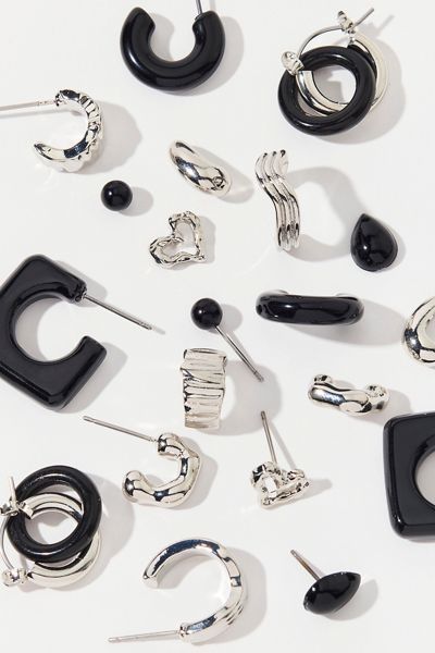 Haley Black Heart Multi Earrings Set