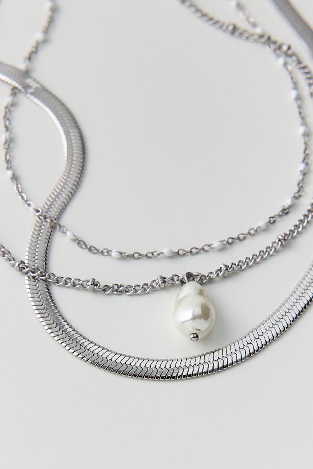 Hannah Pearl Pendant Waterproof Layering Necklaces Set #1