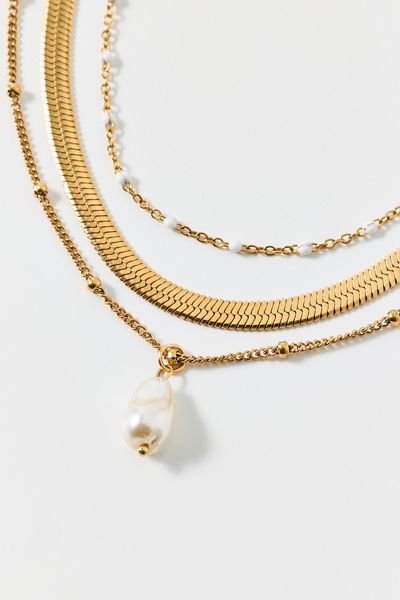 Hannah Pearl Pendant Waterproof Layering Necklaces Set