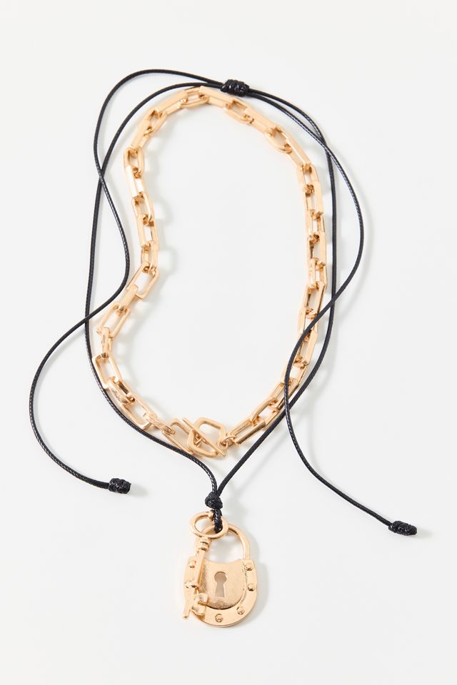 Lock And Key Corded Layering Necklaces Set #1