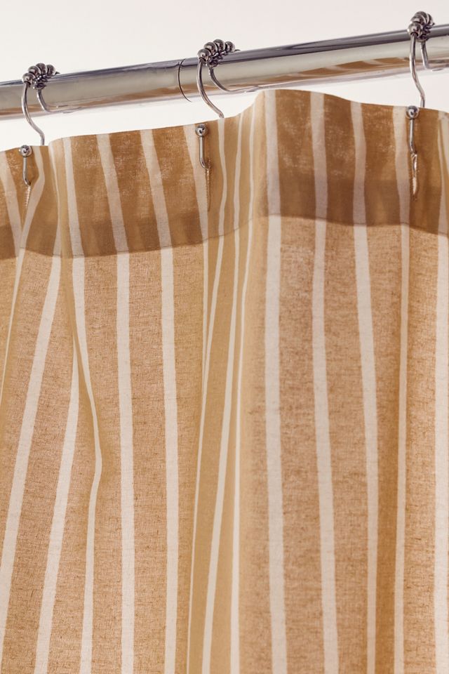 Elaine Pinstripe Ruffle Trim Shower Curtain #2