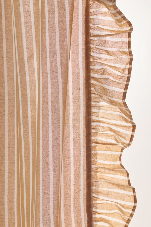 Elaine Pinstripe Ruffle Trim Shower Curtain #3