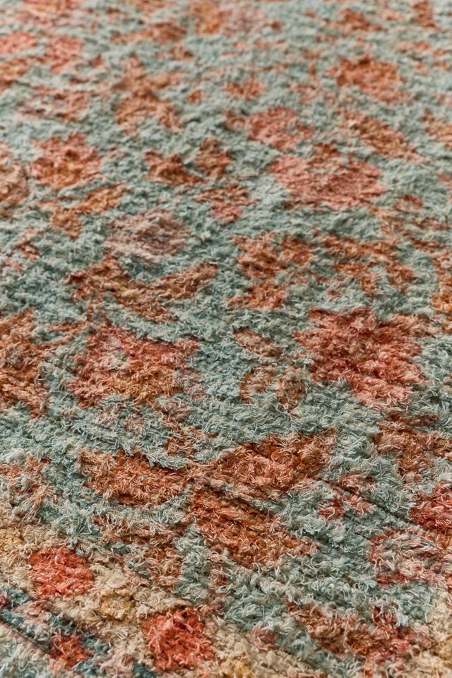 Kantha Floral Scalloped Printed Rug #1